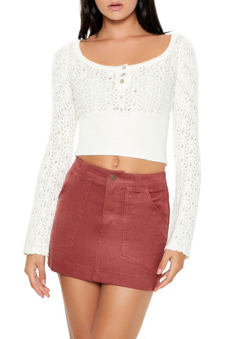 Cropped Pointelle Sweater