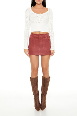 Cropped Pointelle Sweater