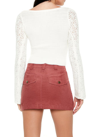 Cropped Pointelle Sweater