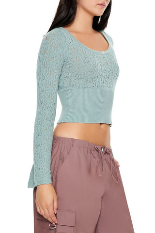 Cropped Pointelle Sweater