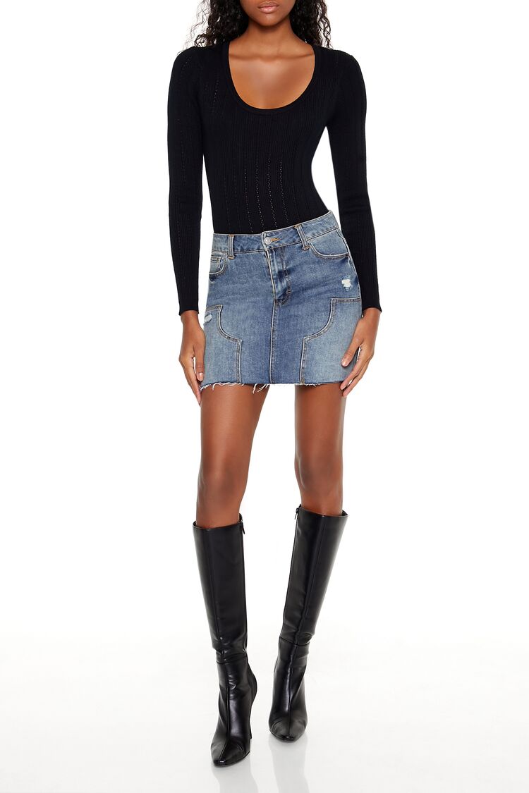  Forever 21 Sweater-Knit Thong Bodysuit - cream - Bonton