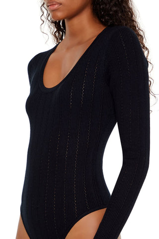 Sweater-Knit Thong Bodysuit