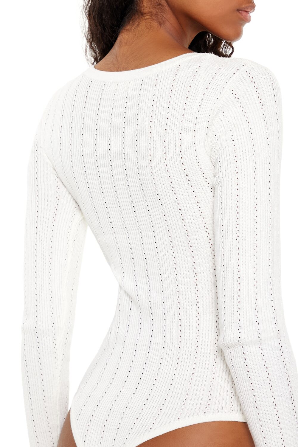  Forever 21 Sweater-Knit Thong Bodysuit - cream - Bonton