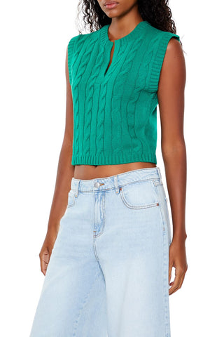 Cropped Cable Knit Sweater Vest