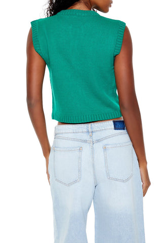 Cropped Cable Knit Sweater Vest