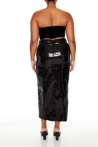 Plus Size Sequin Maxi Skirt