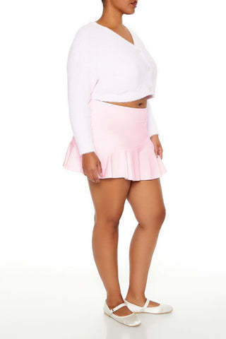 Plus Size Ponte Pleated Mini Skort