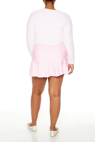 Plus Size Ponte Pleated Mini Skort