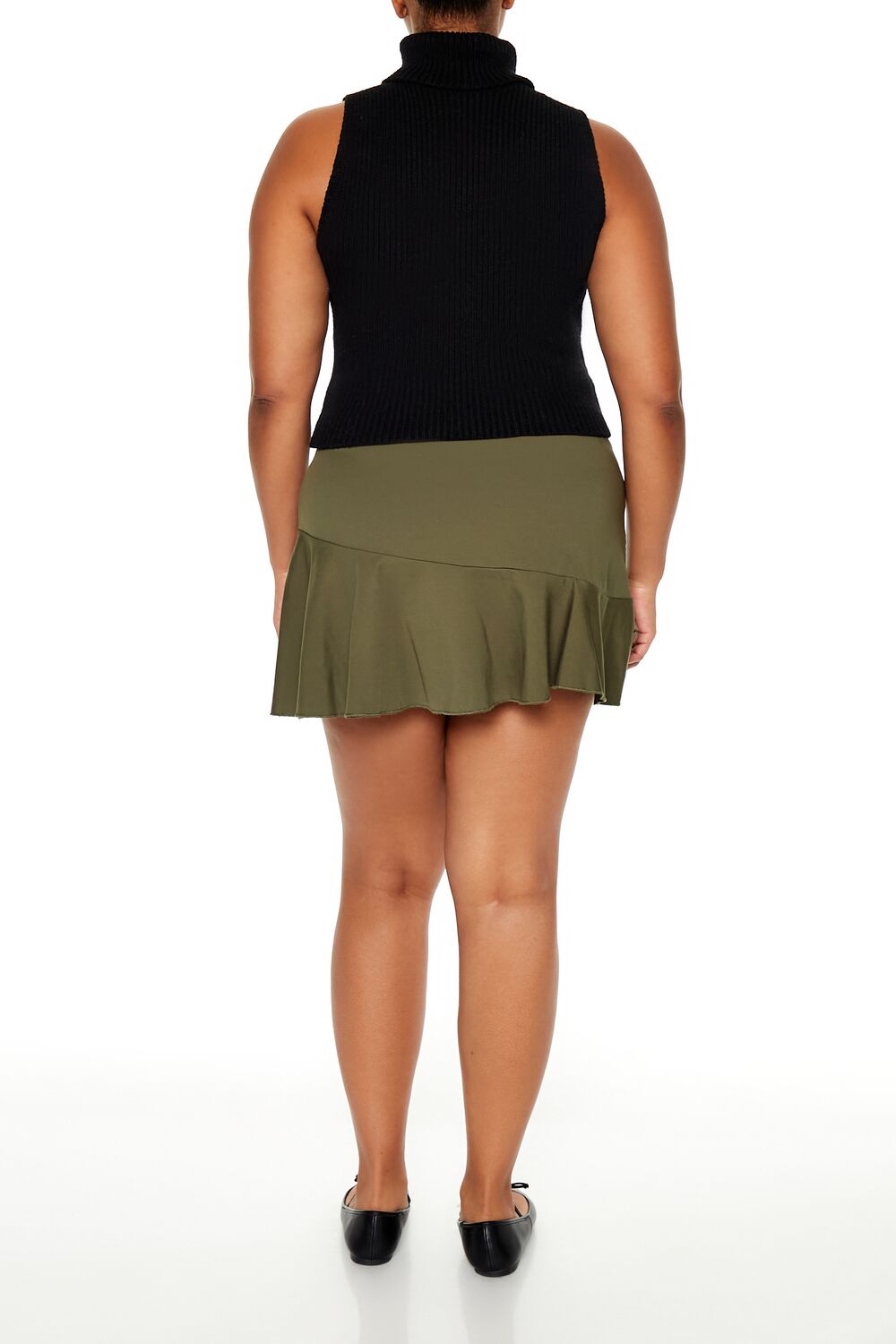  Forever 21 Plus Size Ponte Pleated Mini Skort - olivine - Bonton