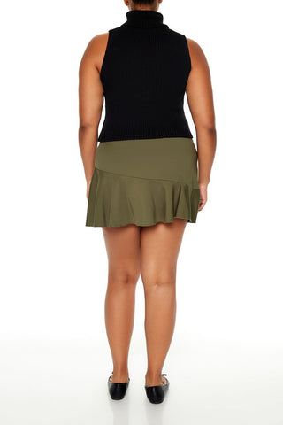 Plus Size Ponte Pleated Mini Skort