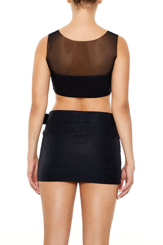 Mesh Faux Gem Crop Top