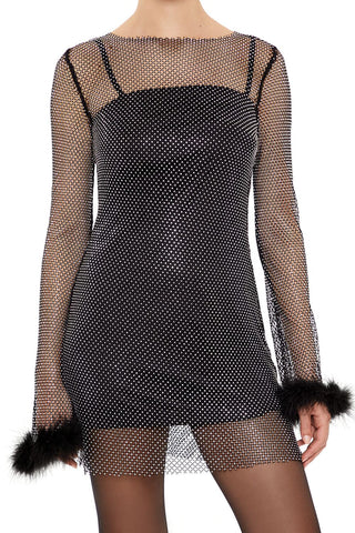 Netted Rhinestone Combo Dress
