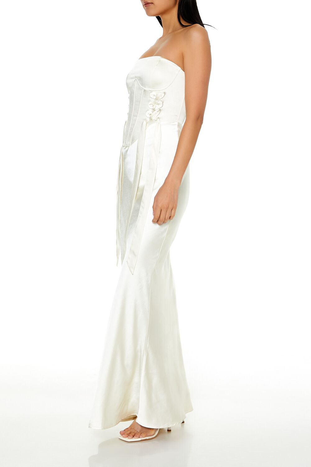  Forever 21 Strapless Satin Corset Maxi Dress - egret-swatch - Bonton