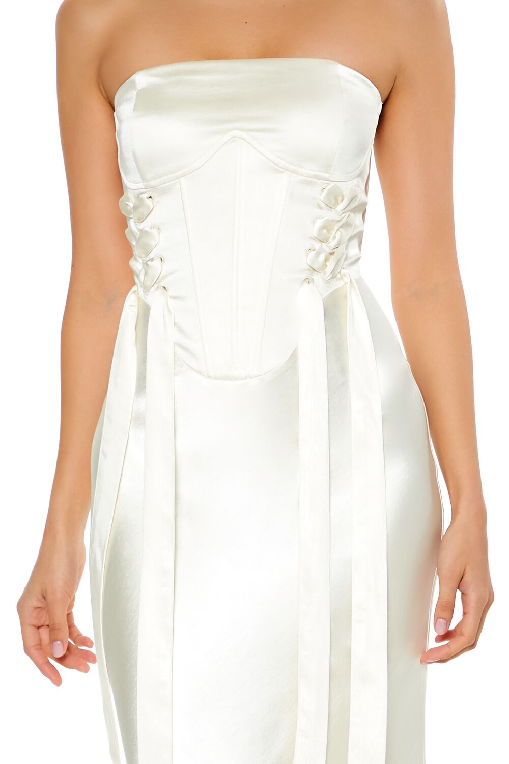  Forever 21 Strapless Satin Corset Maxi Dress - egret-swatch - Bonton