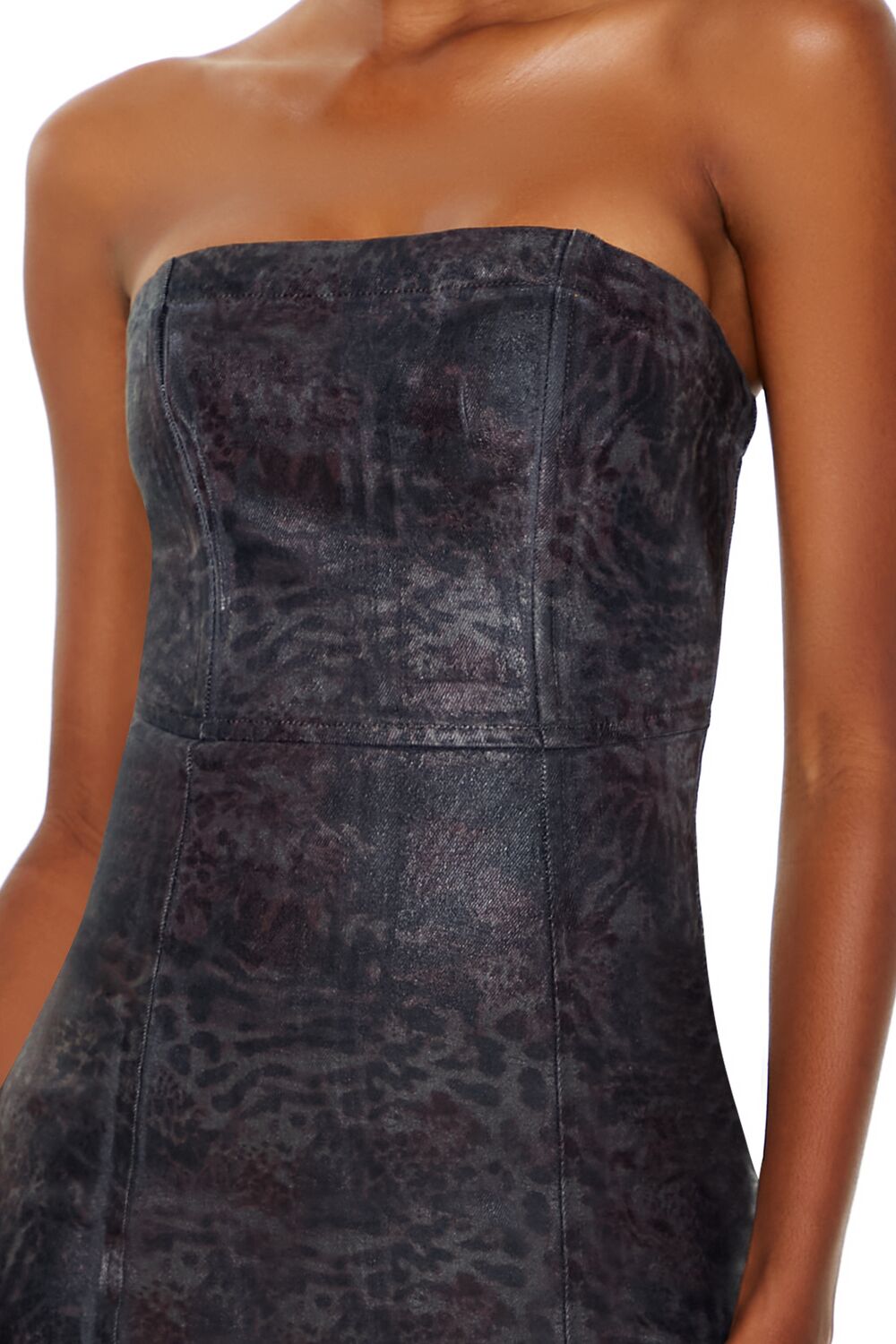  Forever 21 Leopard Denim Tube Mini Dress - brown-multi-swatch - Bonton