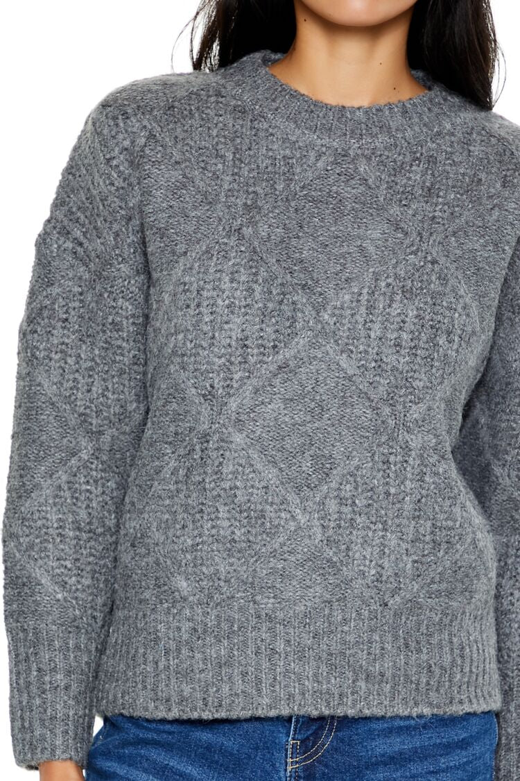  Forever 21 Textured Marled Knit Sweater - dark grey multi - Bonton