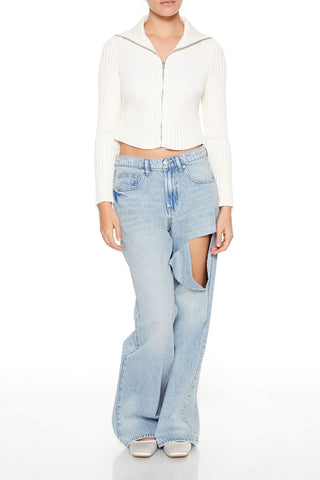 Cropped Zip-Up Sweater