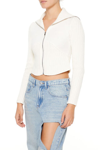 Cropped Zip-Up Sweater