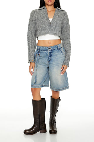 Cable Knit Sharkbite Half-Zip Sweater