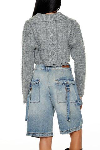 Cable Knit Sharkbite Half-Zip Sweater