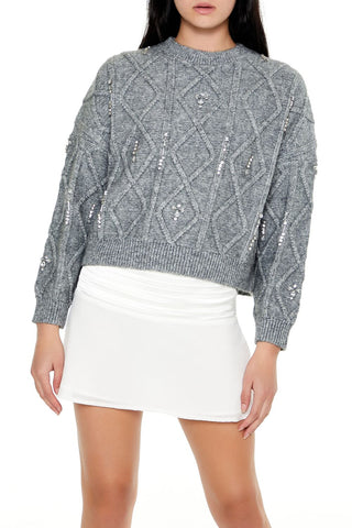 Marled Faux Gem Sweater
