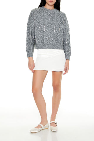 Marled Faux Gem Sweater