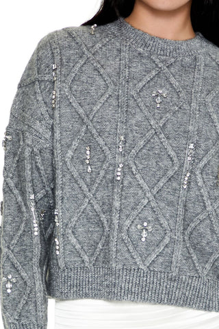 Marled Faux Gem Sweater