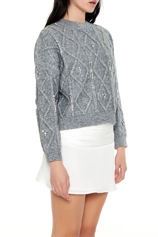Marled Faux Gem Sweater