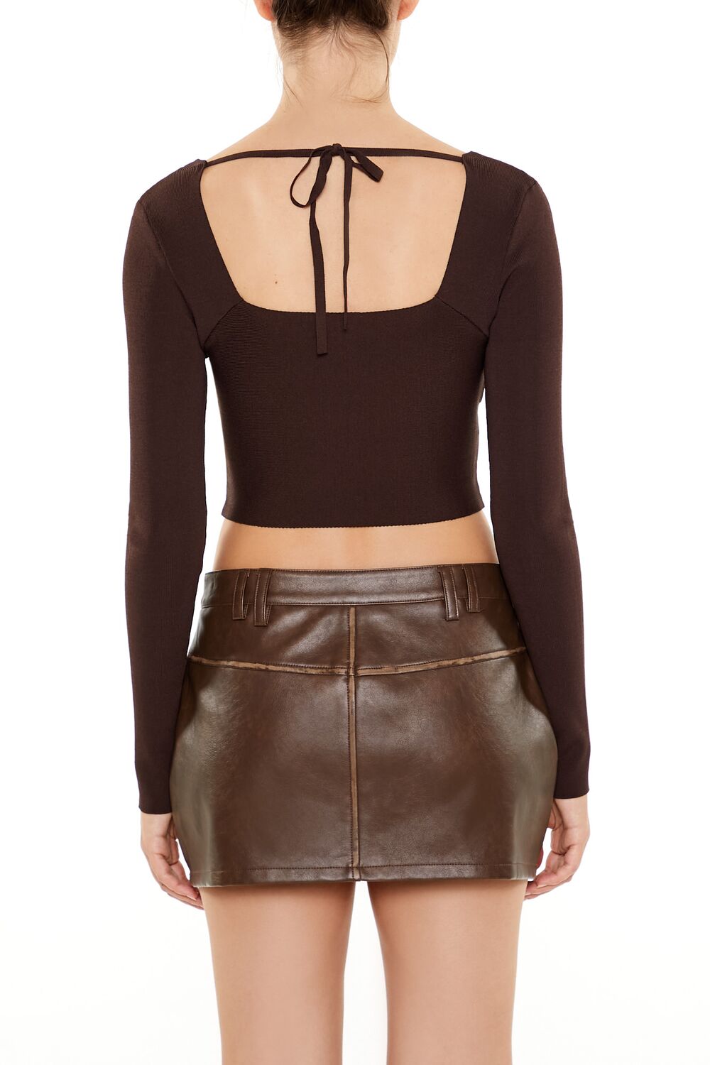  Forever 21 Sweater-Knit Crossover Crop Top - black - Bonton