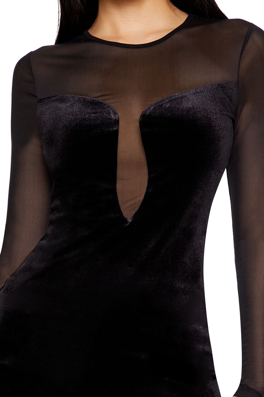  Forever 21 Velvet Illusion Mini Dress - black-swatch - Bonton