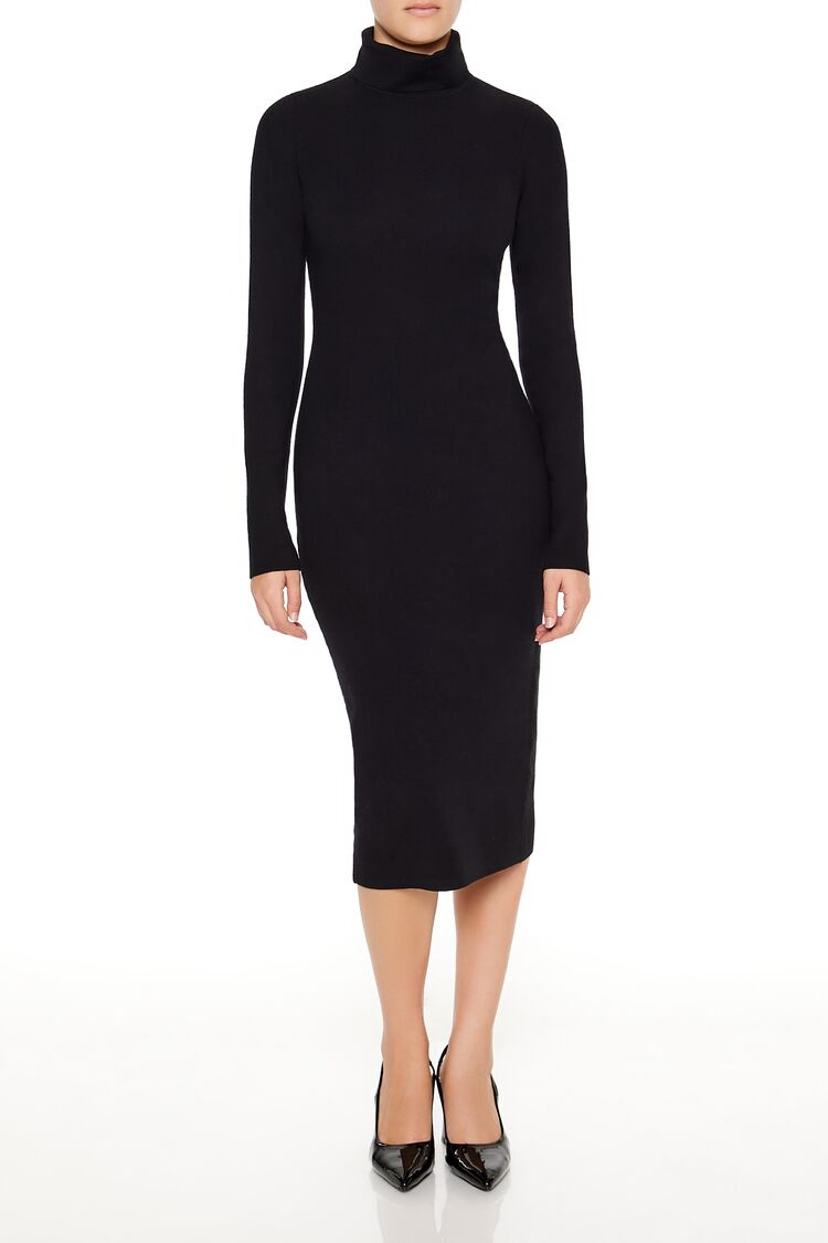  Forever 21 Turtleneck Midi Sweater Dress - black-swatch - Bonton