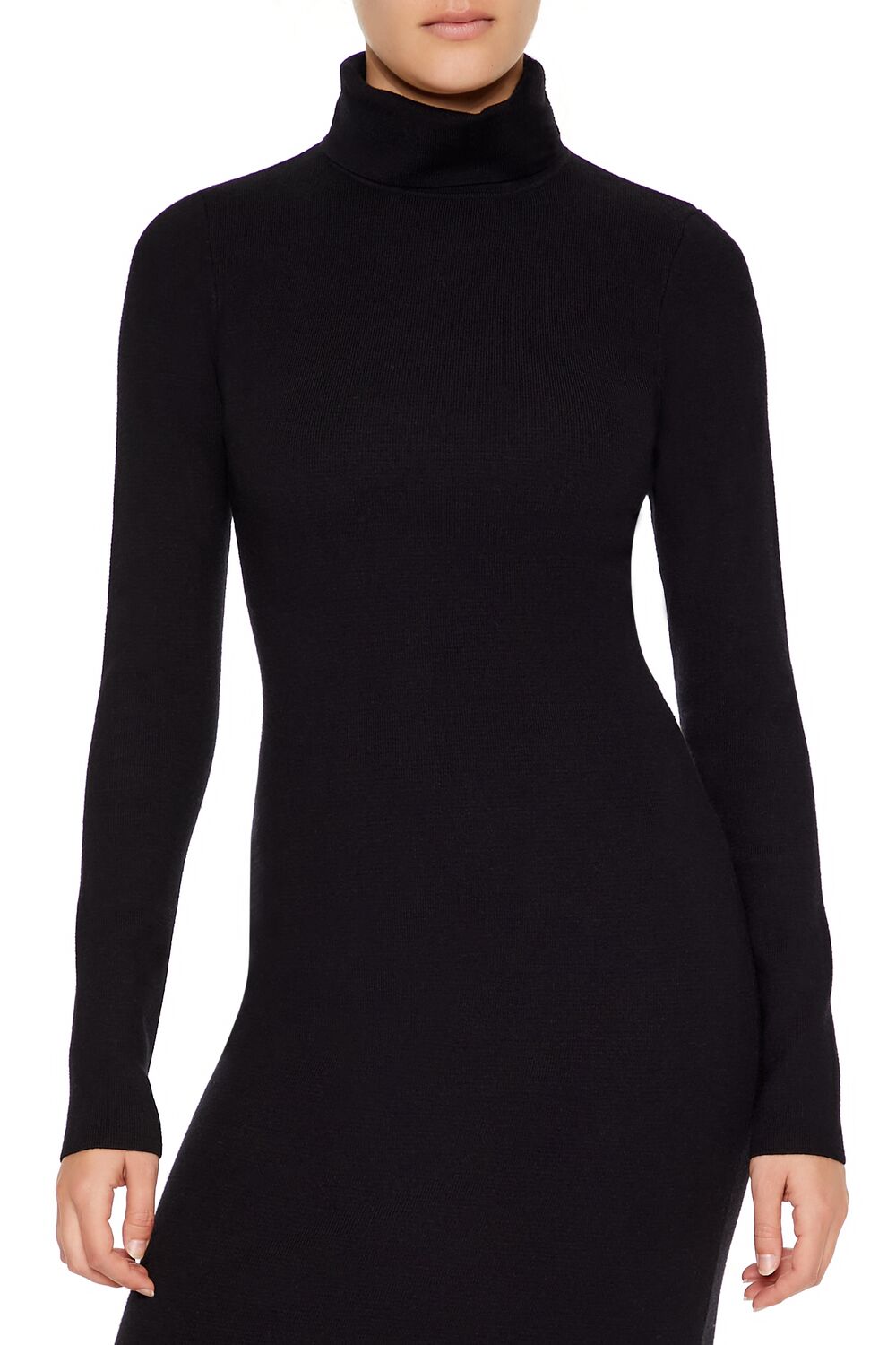  Forever 21 Turtleneck Midi Sweater Dress - black-swatch - Bonton