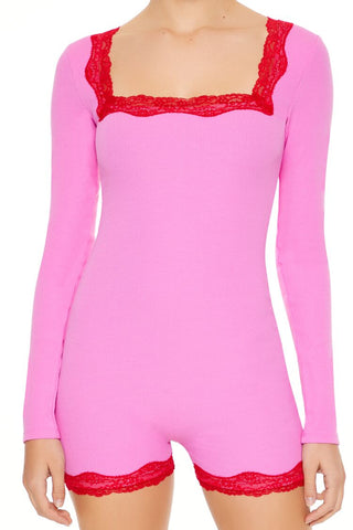 Fitted Lace-Trim Romper