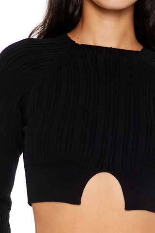 Ribbed Cutout Sweater