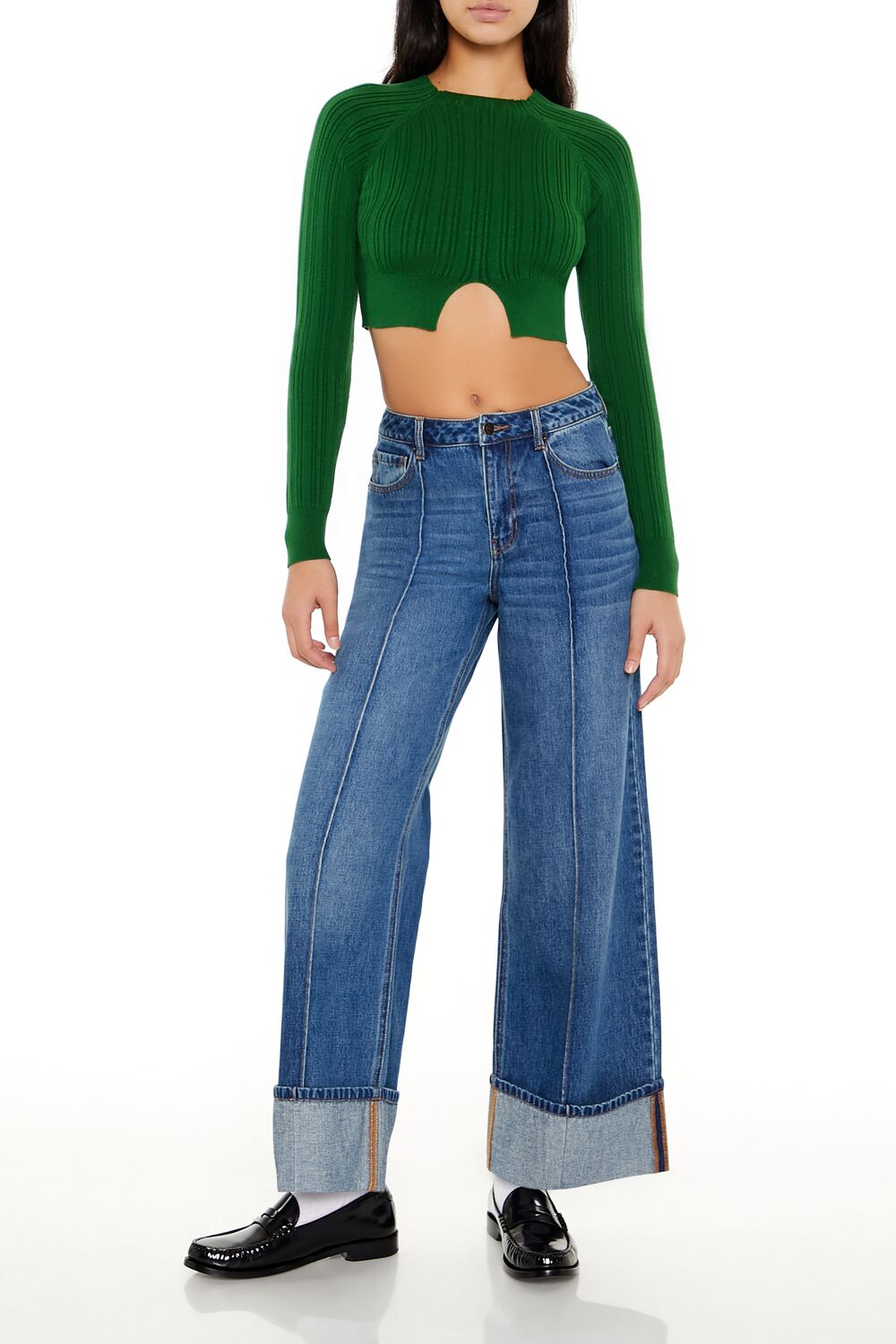  Forever 21 Ribbed Cutout Sweater - black - Bonton