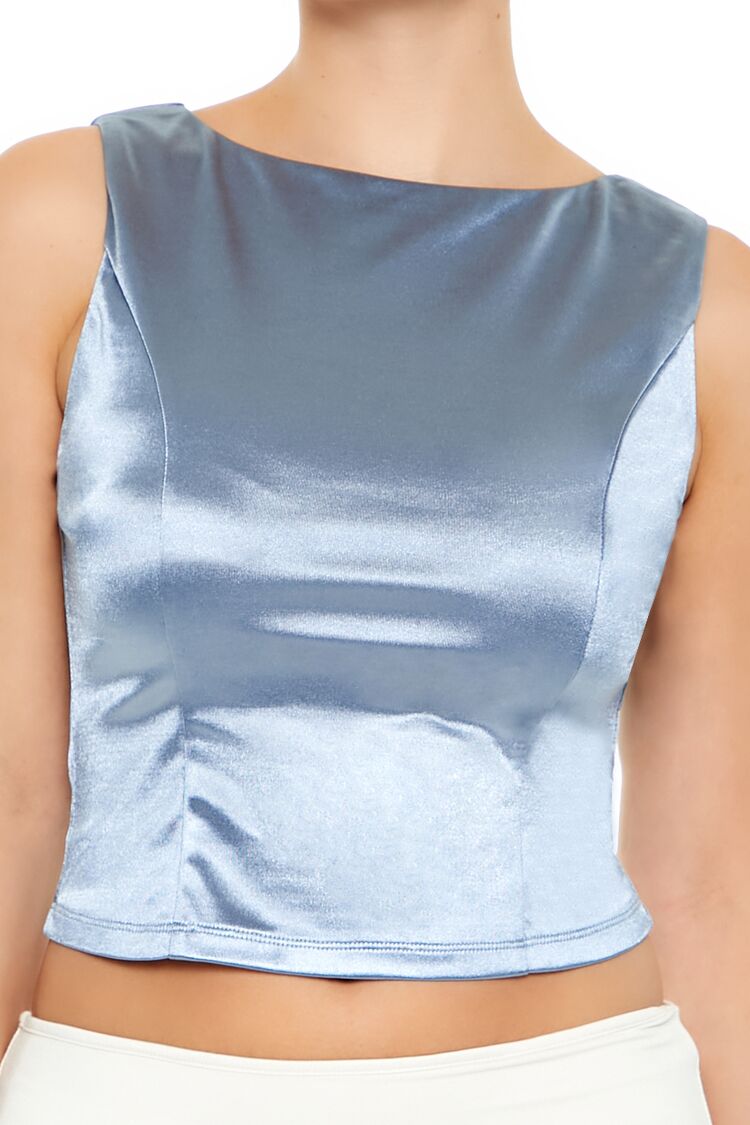  Forever 21 Sleeveless Satin Tank Top - black - Bonton