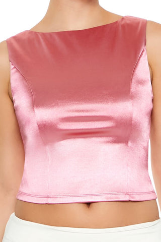 Sleeveless Satin Tank Top