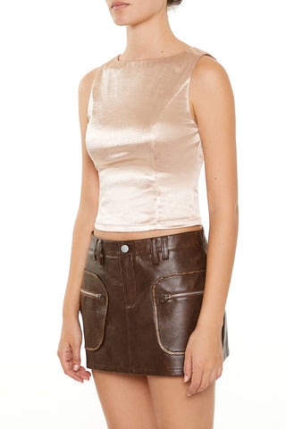 Sleeveless Satin Tank Top