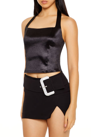 Satin Halter Crop Top