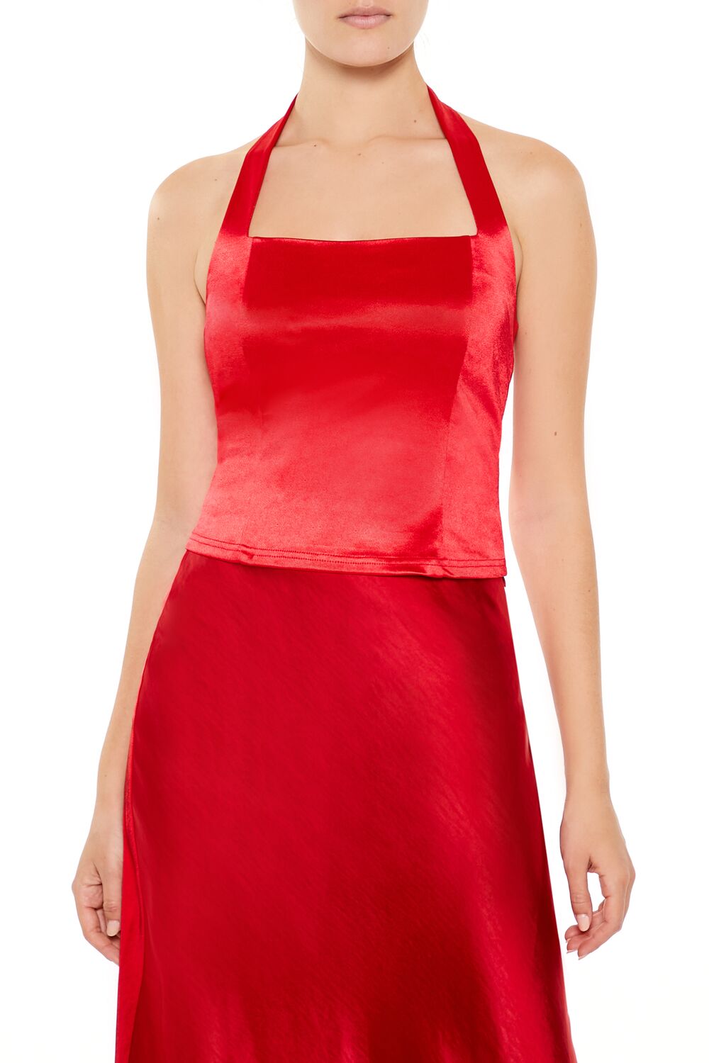  Forever 21 Satin Halter Crop Top - black - Bonton