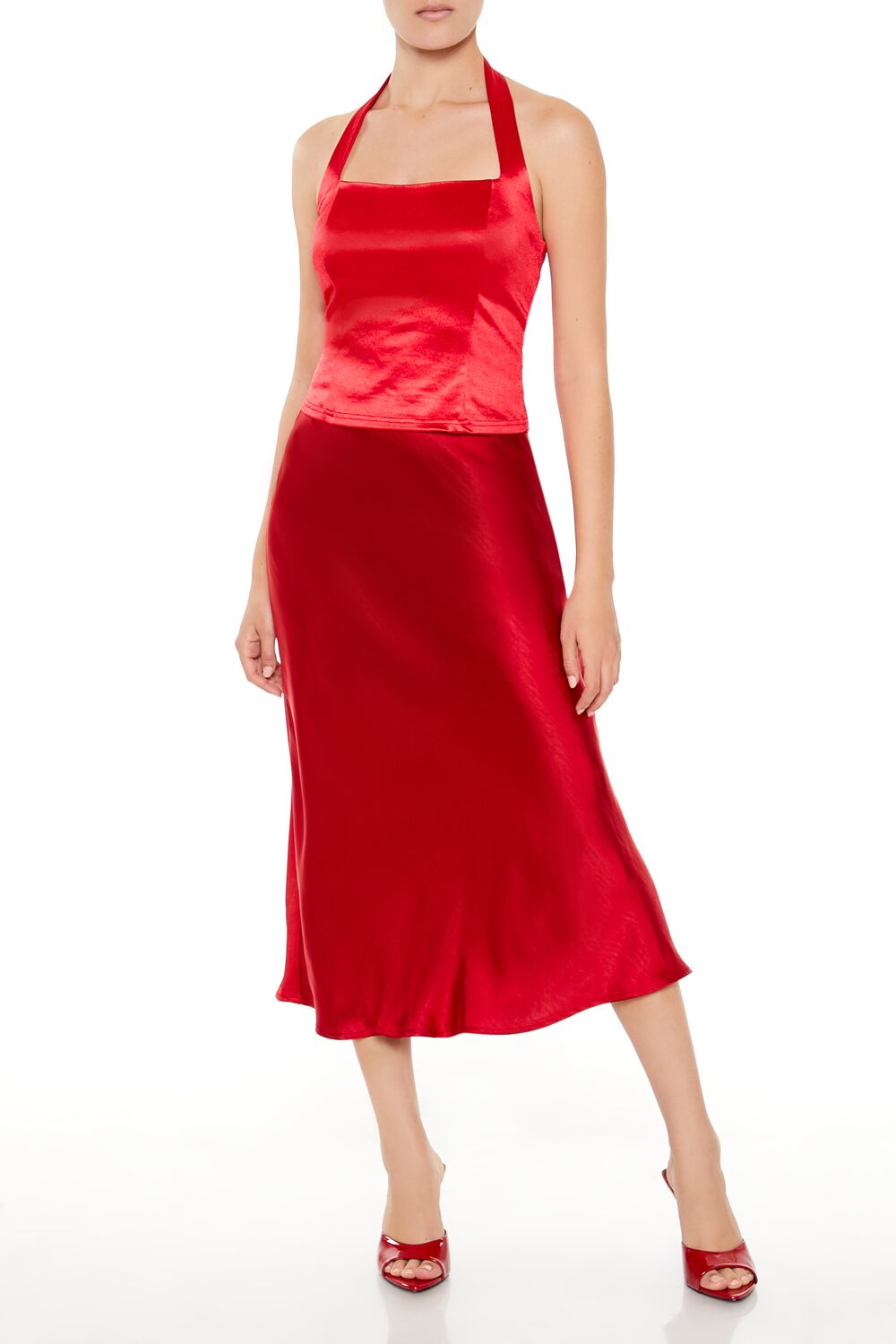  Forever 21 Satin Halter Crop Top - black - Bonton