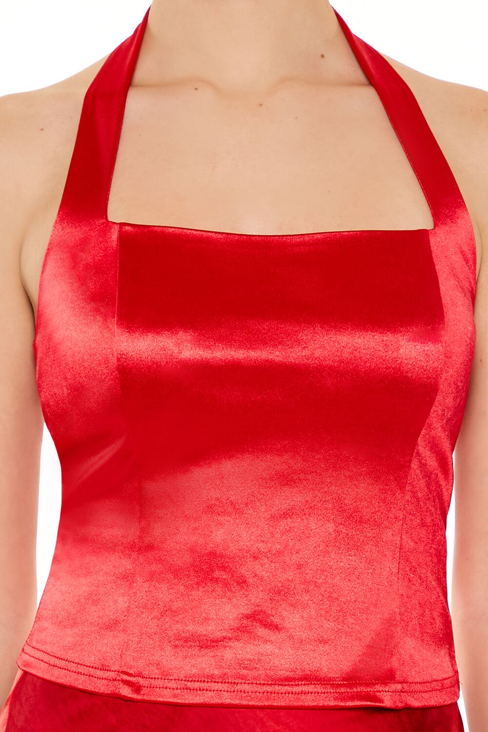  Forever 21 Satin Halter Crop Top - black - Bonton