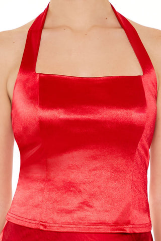 Satin Halter Crop Top