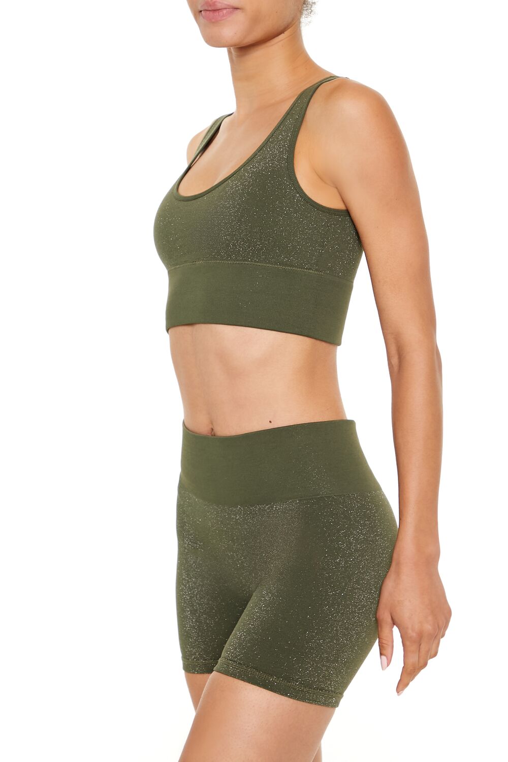  Forever 21 Active Seamless Glitter Sports Bra - olive - Bonton