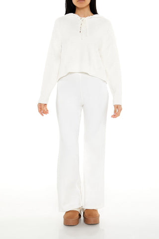 Hooded Lace-Up Sweater