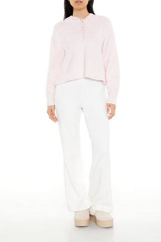 Hooded Lace-Up Sweater