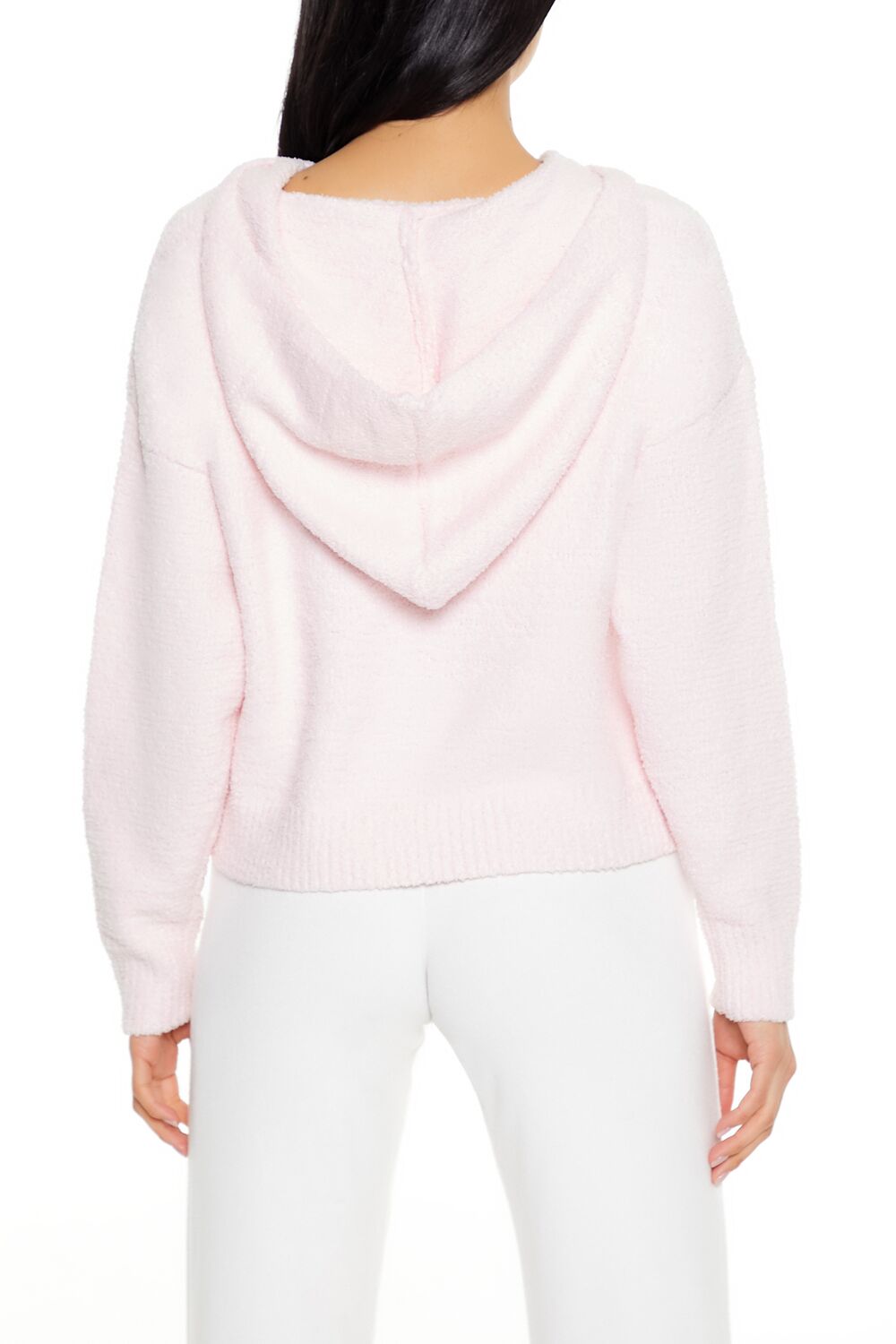  Forever 21 Hooded Lace-Up Sweater - white - Bonton