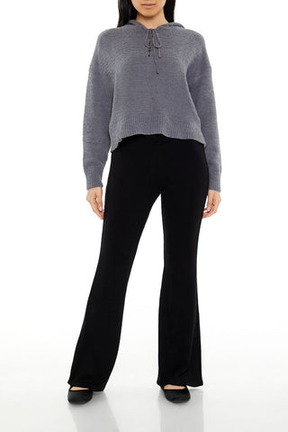 Hooded Lace-Up Sweater