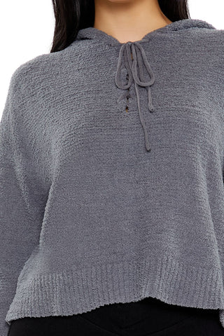 Hooded Lace-Up Sweater