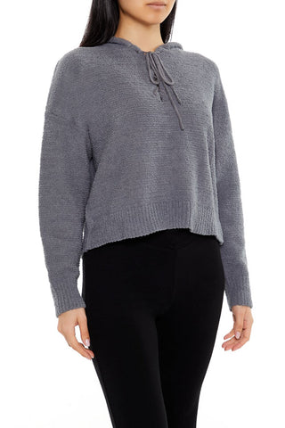 Hooded Lace-Up Sweater